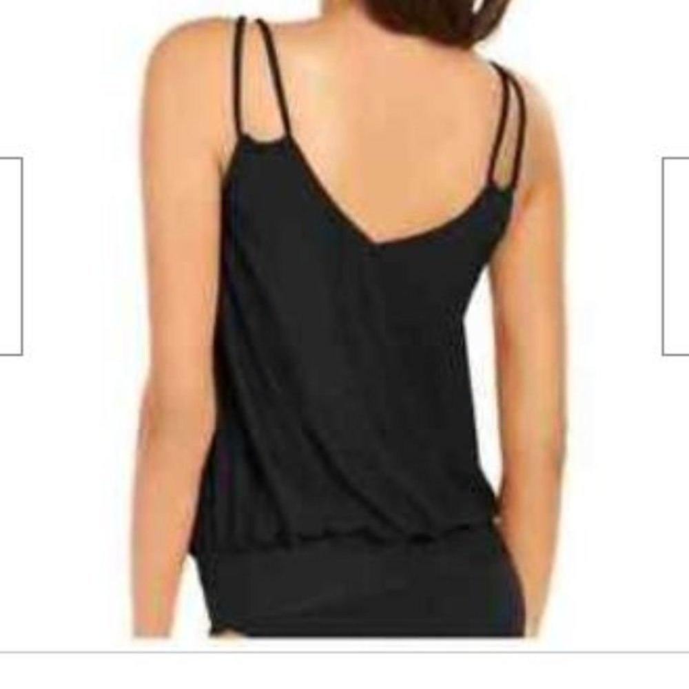 Calvin Klein Women's Black Underwired Synthetic Blouson Tankini Top Size Medium - Picture 2 of 4